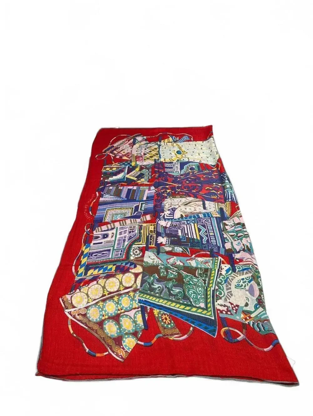Vintage Hermes Red silk shawl